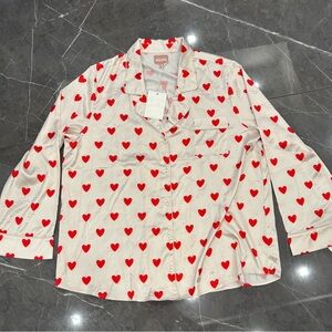 Show Me Your Mumu Queen Of Hearts Pajama Top XXL NWT Collared Satin Lovecore